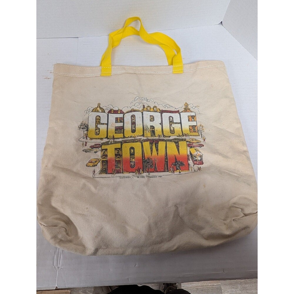 Vintage 80's George Town Washington D.C. Canvas Tote Bag